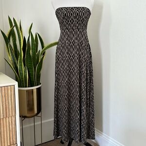 Banana Republic Diamond Print Strapless Maxi Dress Size XS